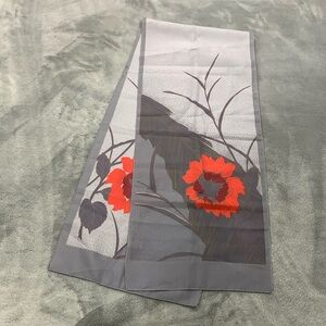 Striking grey and red oblong scarf made in Italy